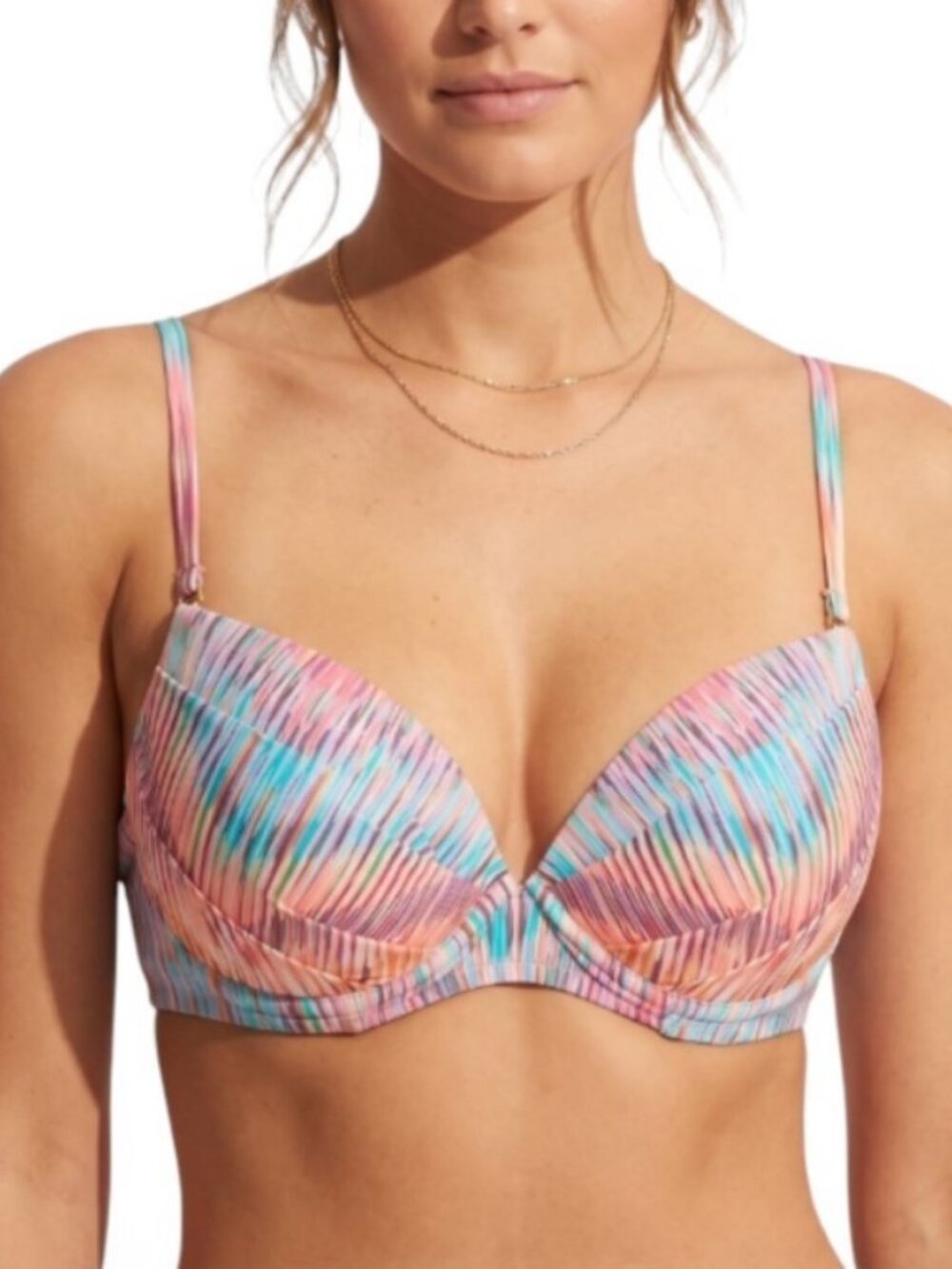 Raisins Orange Orchid Moonshadow Underwire Bra Push Up Bikini Top Large NWT